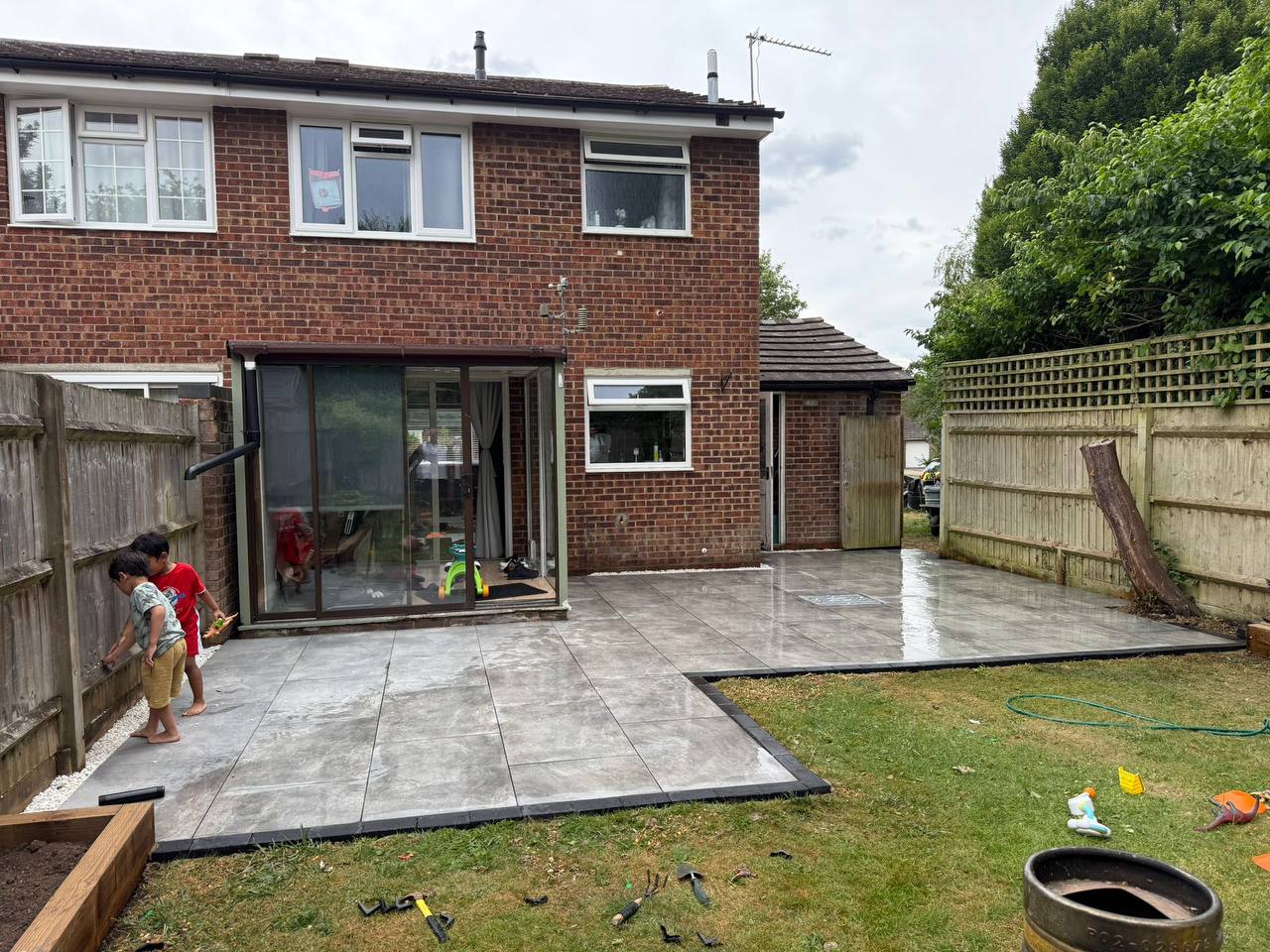 Patio with Decorative Border